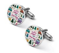 Let's Start The Journey Round Cufflinks for Men Classic Cuff Links Jewellery for Wedding Business Party