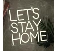 Let's Stay Home Neon Sign Warm White Letter LED Lettering Lights Neon Signs for Wall USB Light for Home Bedroom Living Room Kitchen Gifts