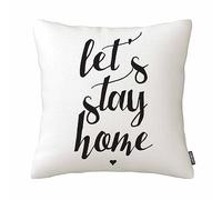 Let's Stay Home Throw Pillow Cover Pillow Cases Decorative Cushion Cover Cotton Linen 18X18 Inches