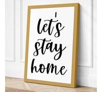 Let's Stay Home Typography Canvas Wall Art Print 18x12 Inch (46 x 30 cm)