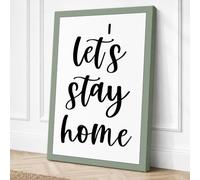 Let's Stay Home Typography Canvas Wall Art Print 24x16 Inch (61 x 41 cm)
