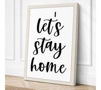 Let's Stay Home Typography Canvas Wall Art Print 30x20 Inch (76 x 51 cm)