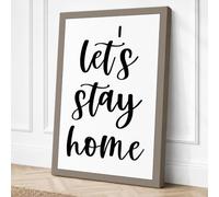 Let's Stay Home Typography Canvas Wall Art Print 36x24 Inch (91 x 61 cm)