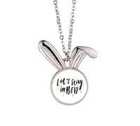 Let'S Stay In Bed Quote Handwrite Rabbit Necklace Pendant Bunny Animal Jewelry Gift