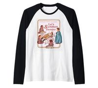 Let's Summon Demons Funny Retro Parody Design Raglan Baseball Tee