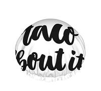 Let's Taco 'Bout It Shower Cap,Funny Quotes Design Waterproof Double Layer Bath Caps Perfect For All Hair Lengths And Thicknesses