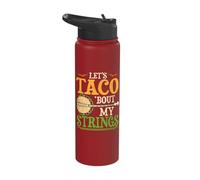 Let's Taco 'Bout My Strings Funny Taco Banjo Cinco De Mayo Stainless Steel Insulated Water Bottle