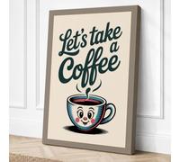 Let's Take a Coffee Retro Canvas Wall Art Print 18x12 Inch