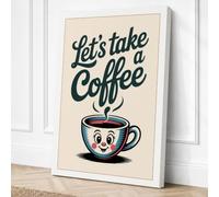 Let's Take a Coffee Retro Canvas Wall Art Print 18x12 Inch (46 x 30 cm)