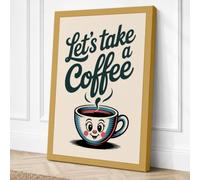 Let's Take a Coffee Retro Canvas Wall Art Print 24x16 Inch (61 x 41 cm)