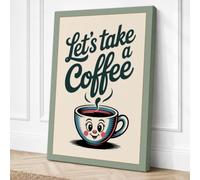 Let's Take a Coffee Retro Canvas Wall Art Print 24x16 Inch (61 x 41 cm)