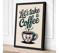 Let's Take a Coffee Retro Canvas Wall Art Print 30x20 Inch (76 x 51 cm)