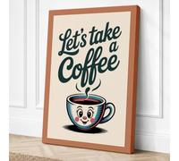 Let's Take a Coffee Retro Canvas Wall Art Print 30x20 Inch (76 x 51 cm)
