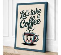Let's Take a Coffee Retro Canvas Wall Art Print 30x20 Inch (76 x 51 cm)