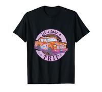 Let's Take A Trip Psychedelic Flower Power Retro Car Design T-Shirt