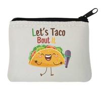 Let's Talk About It Taco Graphic Neoprene Coin Purse Pouch 10x11cm White