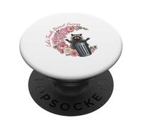 Let's Trash Breast Cancer Floral Raccoon PopSockets Adhesive PopGrip