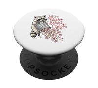 Let's Trash Breast Cancer Floral Raccoon PopSockets Adhesive PopGrip