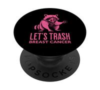 Let's Trash Breast Cancer Floral Raccoon PopSockets Adhesive PopGrip