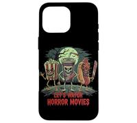 Let's Watch Horror Movies Funny Halloween Characters Snacks Case for iPhone 16 Pro Max