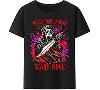Lets Watch Scary Movies Scream Horror Halloween T Shirt Novelty Funny Graphic Shirts Tee Men Popular Gothic Tops Size 3XL Black