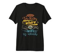 Let's Wonder Where The WiFi is Weak Hiking Camping Mountain Premium T-Shirt