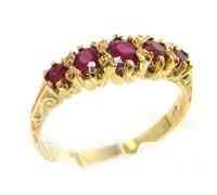 LetsBuyGold 14K Yellow Gold Ladies Ruby Vintage Style Eternity Band Ring - Size U