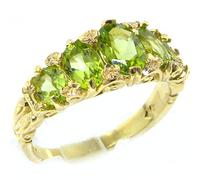 LetsBuyGold 14K Yellow Gold Luxury Vibrant Peridot Eternity Ring