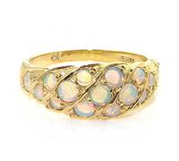 LetsBuyGold 18ct Yellow Gold Ladies Opal Band Ring - Size N