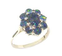 LetsBuyGold 9ct White Gold Ladies Opal Cluster Ring Size T promise ring for girlfriend