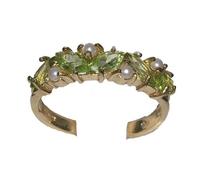 LetsBuyGold 9ct Yellow Gold Ring, Ladies Peridot & Pearl Anniversary Eternity Ring - Size R