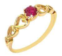 LetsBuyGold 9ct Yellow Gold Ring, Natural Ruby Womens Statement Ring - Size O
