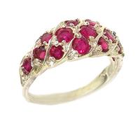 LetsBuyGold Ladies Solid 9ct Gold Vibrant Ruby Band Ring - Size S 1/2