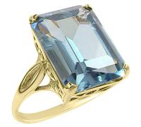 LetsBuyGold Solid 9ct Gold 16x12mm Octagon cut Created Aquamarine Ring - Size V 1/2