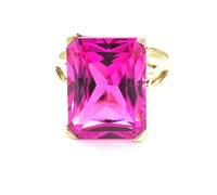 LetsBuyGold Solid 9ct Gold 16x12mm Octagon cut Pink Sapphire Ring - Size P