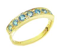 LetsBuyGold Solid 9ct Gold Ladies Natural Blue Topaz Eternity Band Ring - Size Y 1/2
