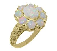 LetsBuyGold Solid 9ct Gold ring with Natural Opal Womens Engagement Ring - Size U 1/2
