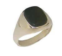 LetsBuyGold Solid 9ct White Gold Natural Bloodstone Mens Gents Signet Ring - Size T 1/2