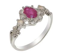 LetsBuySilver 925 Sterling Silver Natural Ruby & Opal Womens Promise Ring - Size U -Sizes J to Z Available