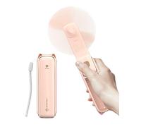LETSCOL Handheld Mini Fan, 3 in 1 Hand Held Cooling Device, Portable and Personal with Power Bank & Flashlight, Foldable for Travel, Desk, Makeup (Pink)
