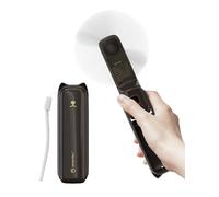 LETSCOL Handheld Mini Fan, 3 in 1 Hand Held Cooling Device, Portable and Personal with Power Bank & Flashlight, Foldable for Travel, Desk, Makeup (Brown)