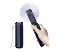 LETSCOL Handheld Mini Fan, 3 in 1 Hand Held Cooling Device, Portable and Personal with Power Bank & Flashlight, Foldable for Travel, Desk, Makeup (Blue)