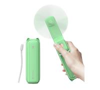 LETSCOL Handheld Mini Fan, 3 in 1 Hand Held Cooling Device, Portable and Personal with Power Bank & Flashlight, Foldable for Travel, Desk, Makeup (Light Green)