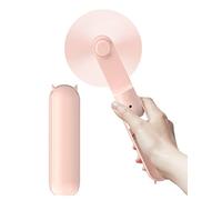 LETSCOL Portable Handheld Fan, Mini Pocket Hand Fan, Foldable Personal Desk Fan with Power Bank, USB Rechargeable Fan for Makeup Home Travel Outdoor (Pink)