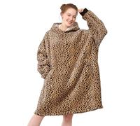 LetsFunny Oversized Hooded Blanket Sweatshirt, Super Soft Warm Comfortable Sherpa Wearable Blanket with Giant Pocket, for Adults Men Women Teenagers Kids, One Size Fits All (Leopard, Adult)