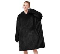 LetsFunny Oversized Hooded Blanket Sweatshirt, Super Soft Warm Comfortable Sherpa Wearable Blanket with Giant Pocket, for Adults Men Women Teenagers Kids, One Size Fits All (Black, Adult)