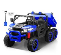 Letsgoride 24V Two Seater Kids Ride on Dump Truck, Ride on Truck Car w/Remote Control, Electric Dump Bed, Extra Shovel, 4X100W Motor, Music, Wireless, LED Light, 4WD Ride on Toys Boy Girl (Blue)