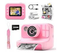 LETSHAHA 1080P 20MP Instant Camera Children with 10x Magnification, 2.4 Inch Screen Video Camera, Black and White Printed Photo with 3 Rolls of Printing Paper & 32GB Card, Gift Children