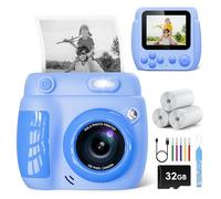 LETSHAHA Kids Camera Instant Print,2.4'' 1080P 20MP Camera for Kids with 32GB Card,3 Roll Printing Paper,5 Color Pen, Christmas Birthday Gifts Kids Toys for Girls & Boys Aged 3-12 (Blue)