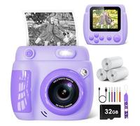 LETSHAHA Kids Camera Instant Print,2.4'' 1080P 20MP instant Print Camera with 32GB Card,3 Roll Printing Paper,5 Color Pen, Kids Gifts Toys for Girls & Boys Aged 3-12 (Purple)